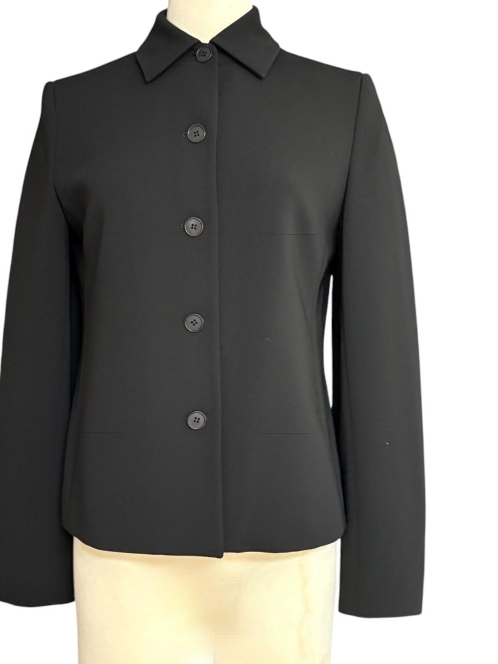 JONES NEW YORK Vintage Black Tailored Blazer Size 4 Button Front Pointed Collar
